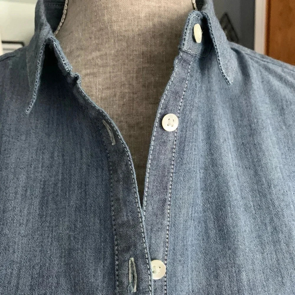 **New Lands’end Half Button Down Chambray Shirt - image 3